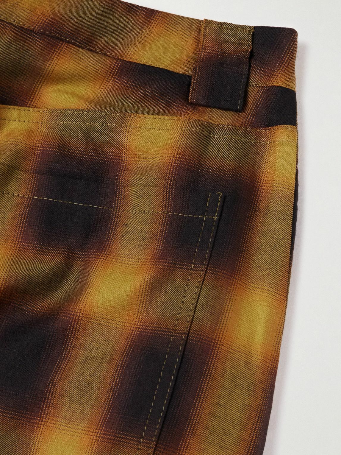 Collina Strada - Lawn Wide-Leg Checked Organic Cotton-Flannel Cargo Trousers - Brown