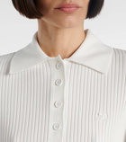Courrèges Cropped ribbed-knit polo shirt