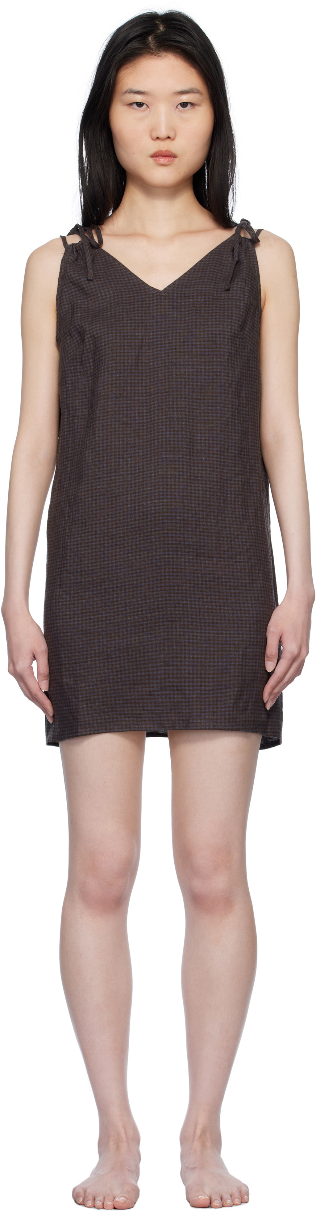 Deiji Studios Brown & Blue Looped Minidress