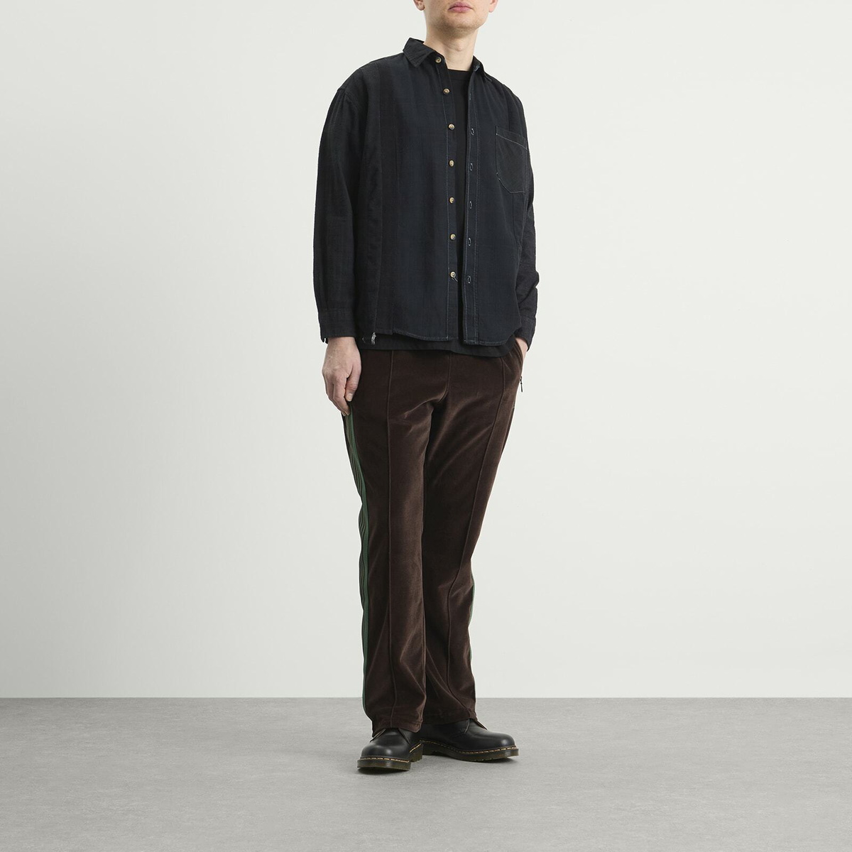 Needles Men's 7 Cuts Over Dyed Flannel Shirt in Black