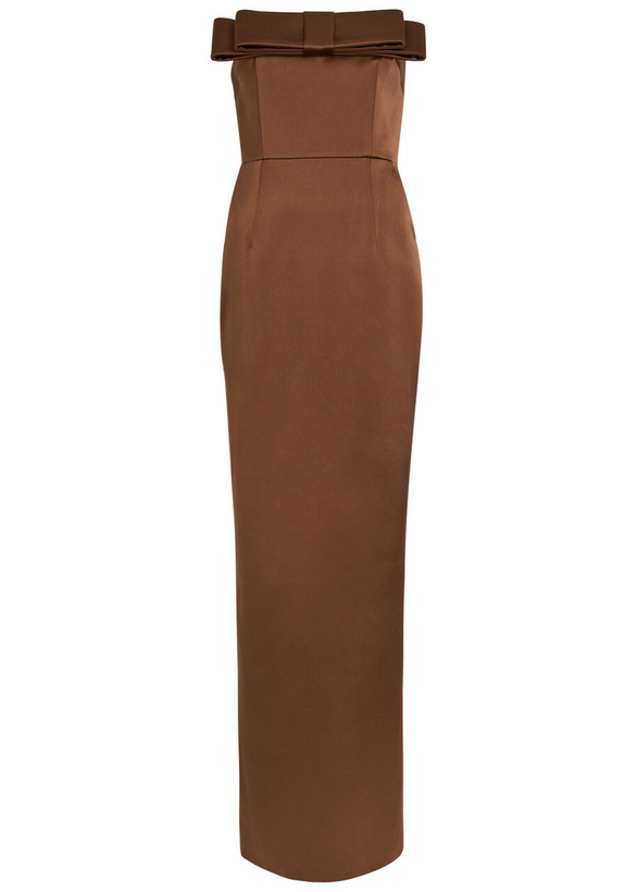 Photo: The New Arrivals Ilkyaz Ozel Sisu Strapless Satin Maxi Dress Brown