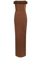 The New Arrivals Ilkyaz Ozel Sisu Strapless Satin Maxi Dress Brown