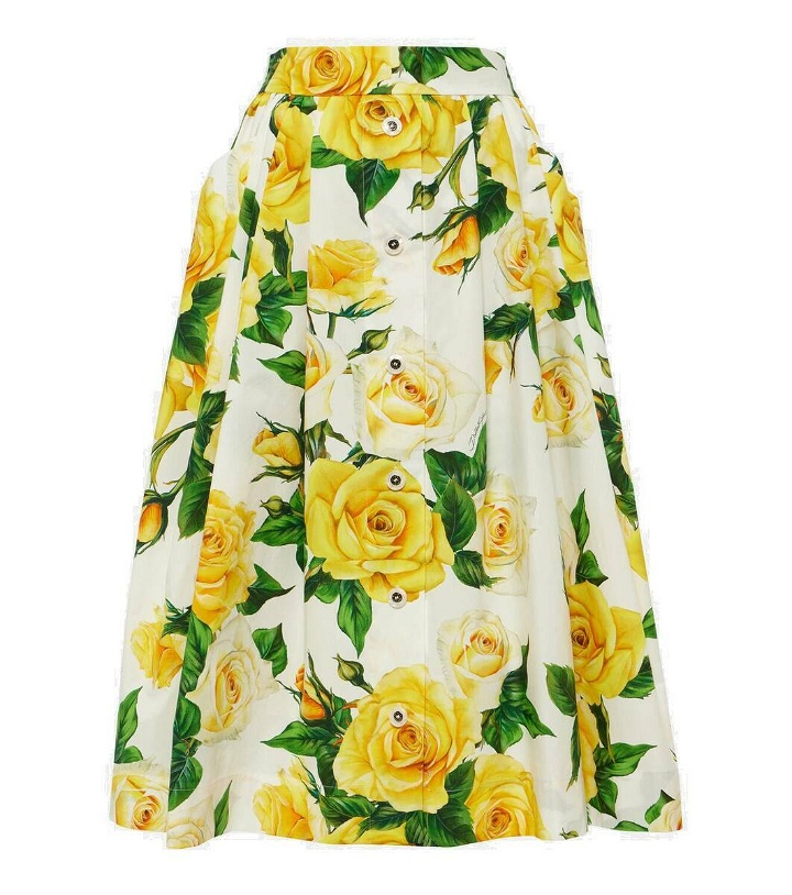 Photo: Dolce&Gabbana Floral cotton midi skirt