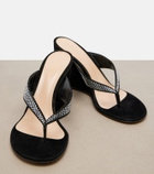 Gianvito Rossi Crystal-embellished suede wedge thong sandals
