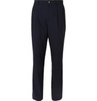 De Bonne Facture - Navy Pleated Brushed-Cotton Trousers - Blue