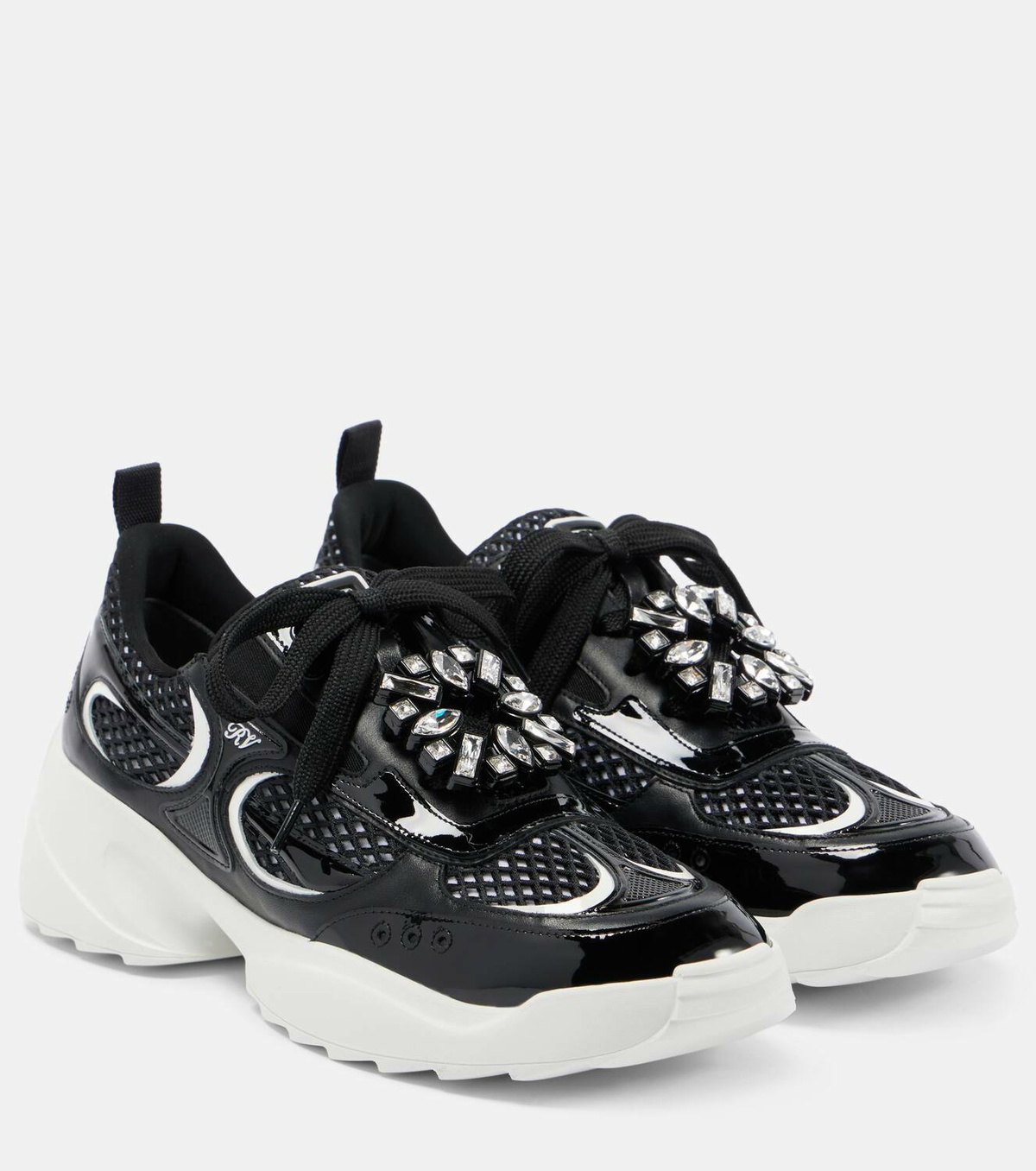 Roger Vivier◆Embellished レザートリミング スニーカー Roger Vivier Embellished leather-trimmed sneakers Roger Vivier