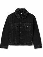 Acne Studios - Faux Fur-Trimmed Padded Denim Jacket - Black