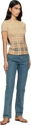 Burberry Beige Gradient Check Stretch Cotton T-shirt