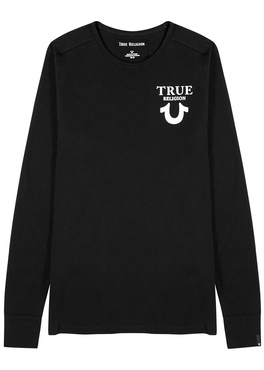 True Religion Black Logo-print Cotton top