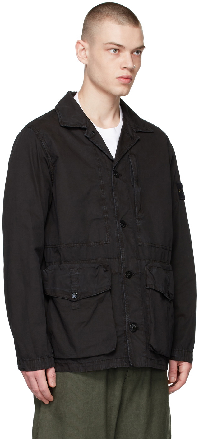 Stone Island Black Old Effect Jacket Stone Island