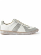 Maison Margiela - Replica Distressed Leather and Suede Sneakers - White