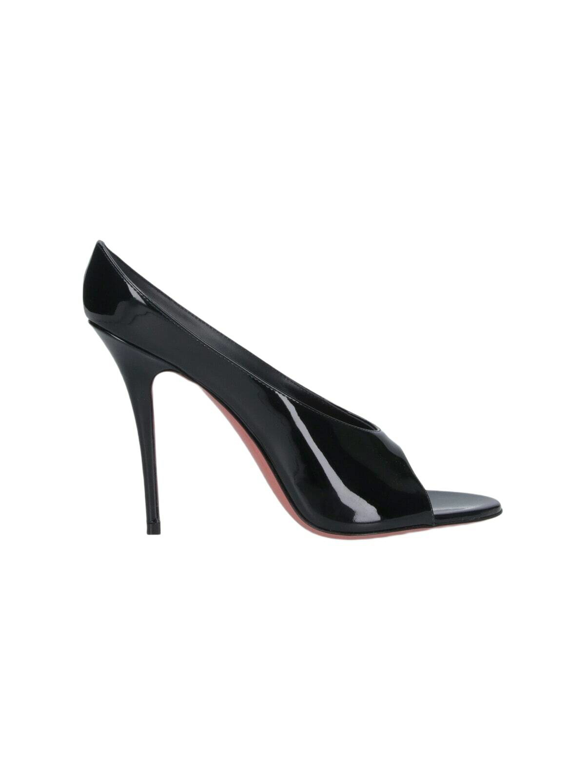 サンダル・ミュール AMINA MUADDI AGNESE SANDALS IN PATENT LEATHER Agnese 95 patent leather sandals in black - Amina Muaddi