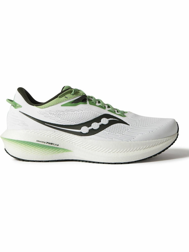 Photo: Saucony - Triumph 21 Rubber-Trimmed Mesh Running Sneakers - White