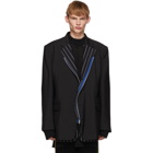 Maison Margiela Black and Navy Wool Zip Lapel Blazer