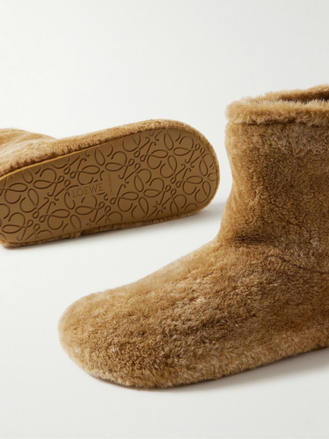 LOEWE - Lago Shearling Boots - Brown