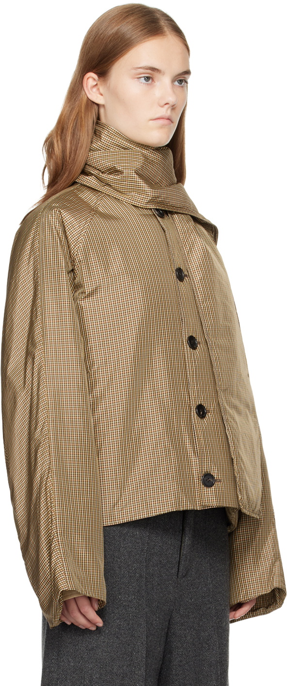 UMBER POSTPAST Brown Checkered Insulated Scarf Jacket