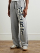 KAPITAL - N.TRY Straight-Leg Printed Cotton-Jersey Sweatpants - Gray