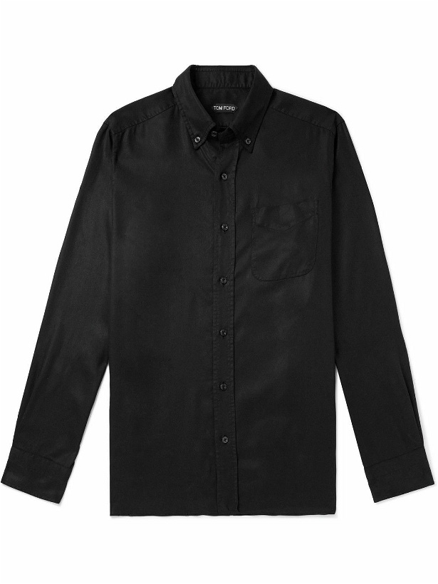 Photo: TOM FORD - Button-Down Collar Lyocell-Poplin Shirt - Black