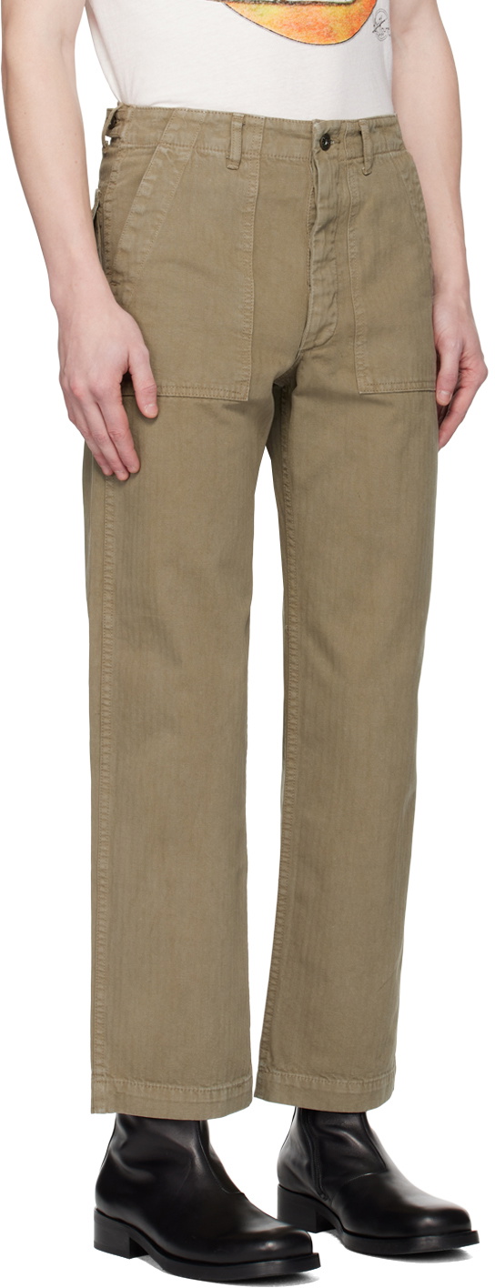 Re/Done Khaki Modern Utility Trousers