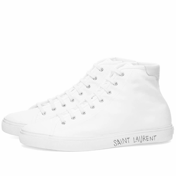 Photo: Saint Laurent Men's Malibu Mid Signature Sneakers in White