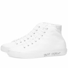 Saint Laurent Men's Malibu Mid Signature Sneakers in White
