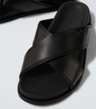 Brioni Criss-Cross leather slides