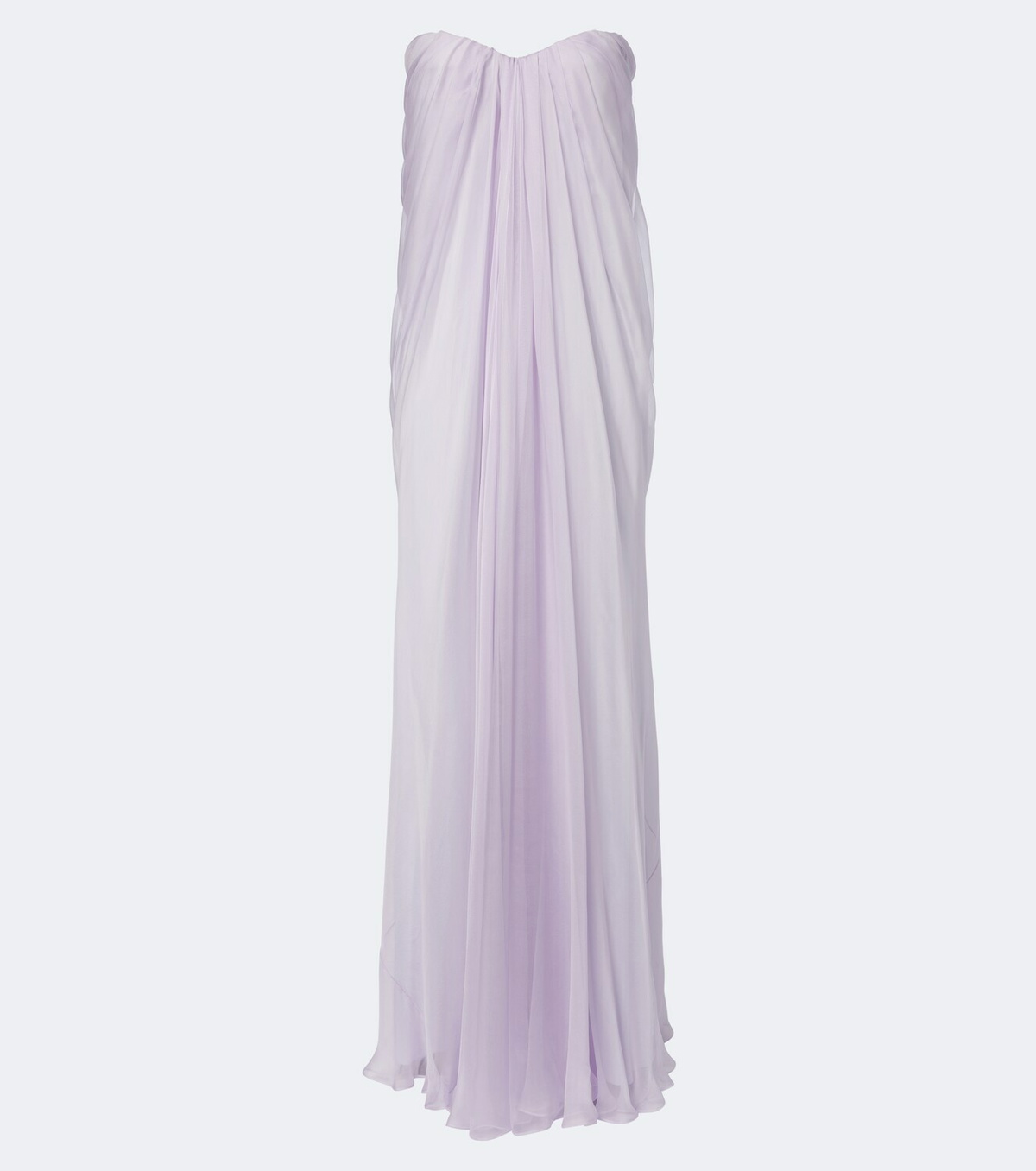 McQueen Draped silk chiffon bustier gown