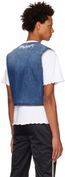 PALMER Blue Embroidered Denim Vest