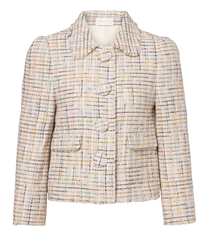 Photo: Shushu/Tong Checked cotton-blend cropped jacket