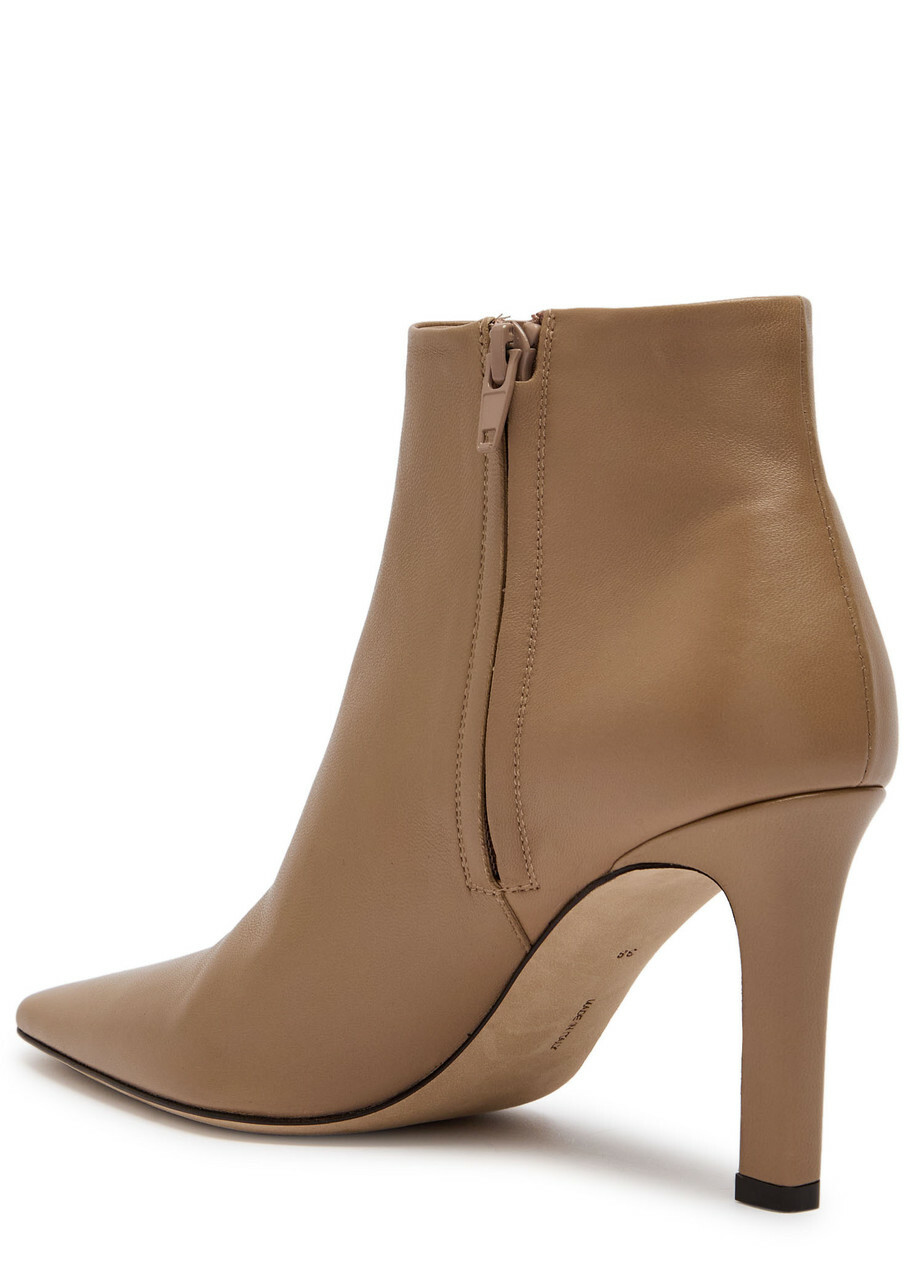 The Row Carla 80 Leather Ankle Boots Beige