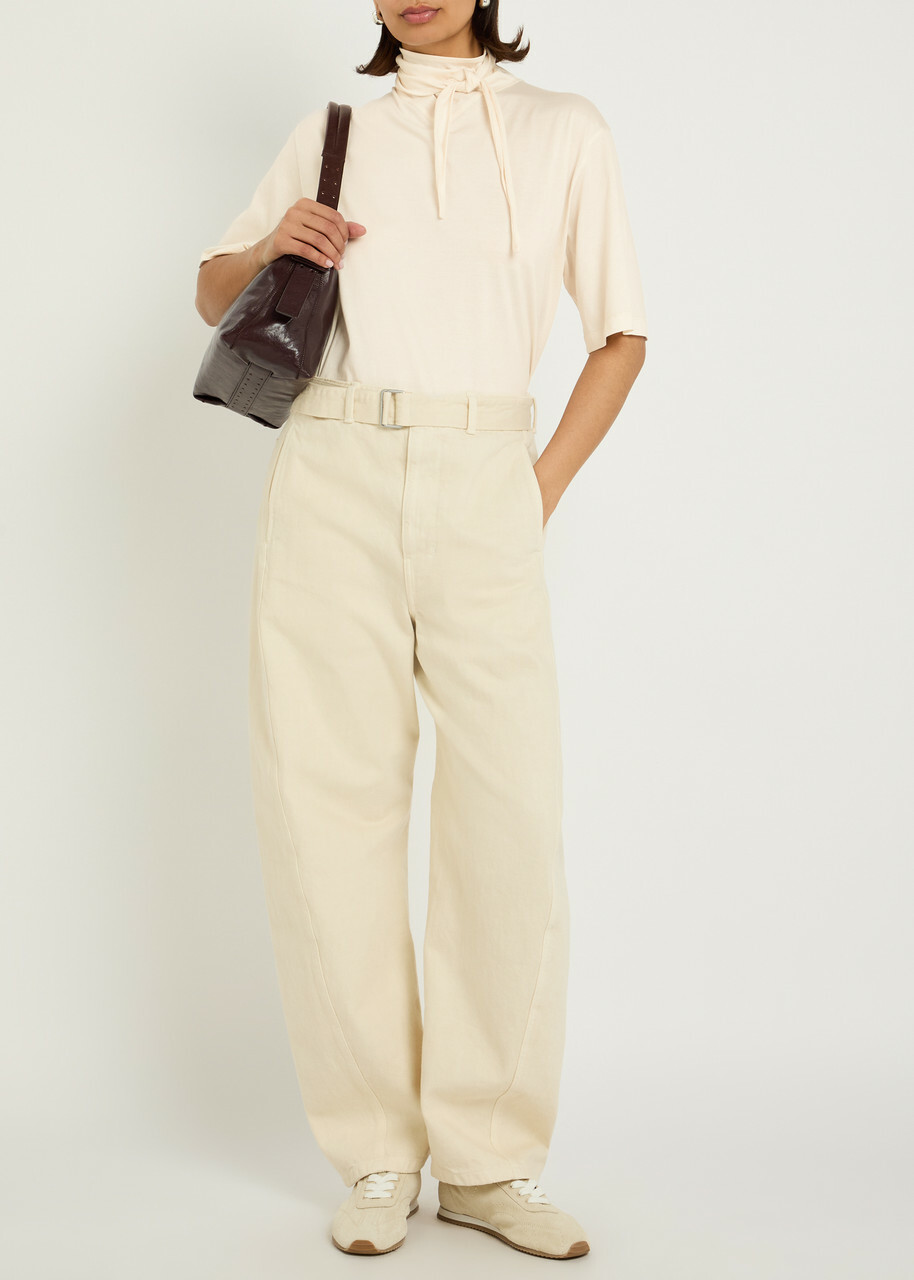 Lemaire Foulard-neck Cotton T-shirt Cream