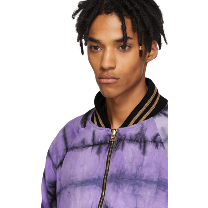 Amiri Purple and Green Tie-Dye Reversible Bomber Jacket Amiri