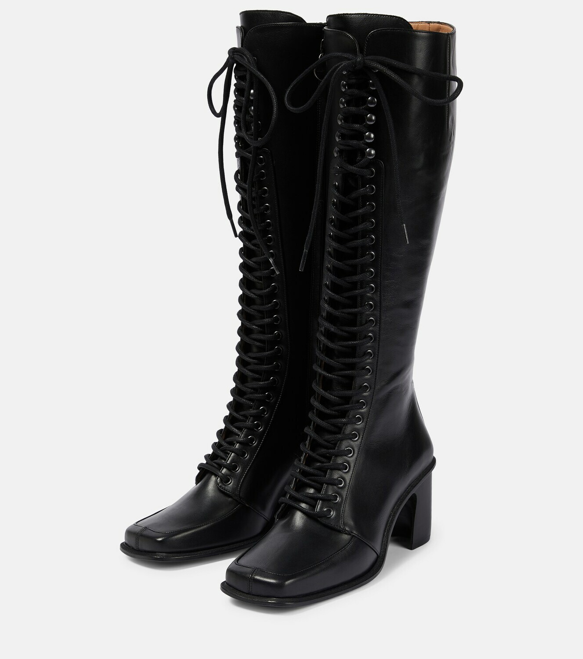 Marine Serre - Lace-up leather knee-high boots Marine Serre