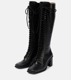Marine Serre - Lace-up leather knee-high boots