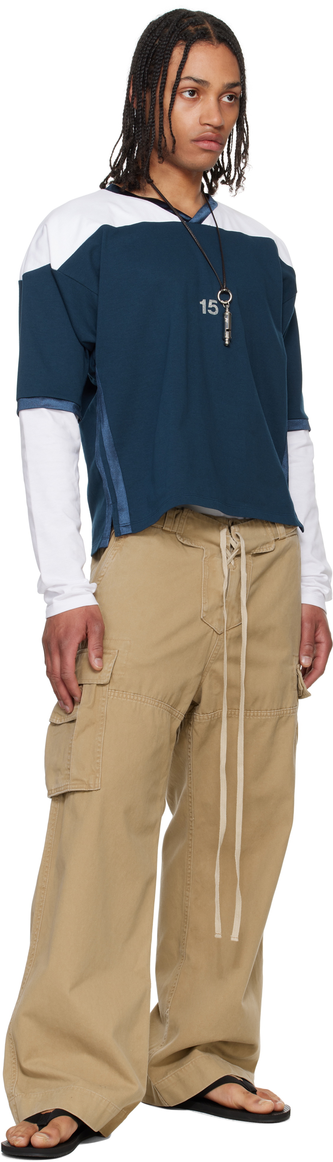 Raimundo Langlois Navy & White Layered V-Neck T-shirt