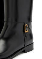 Saint Laurent Julia Glossed Leather Knee-high Boots Black