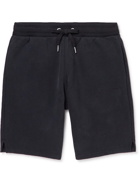 AMI PARIS - Straight-Leg Logo-Embroidered Organic Cotton-Jersey Drawstring Shorts - Black