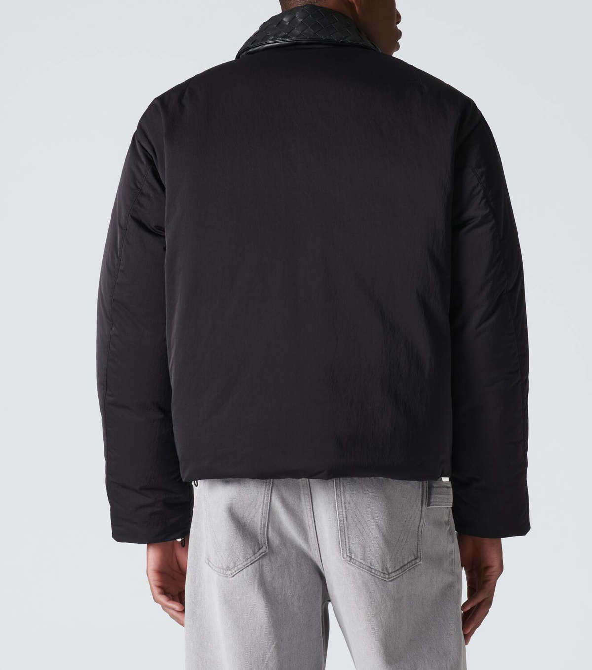 ジャケット Bottega Veneta Jackets Black Bottega Veneta Intrecciato leather-trimmed down jacket