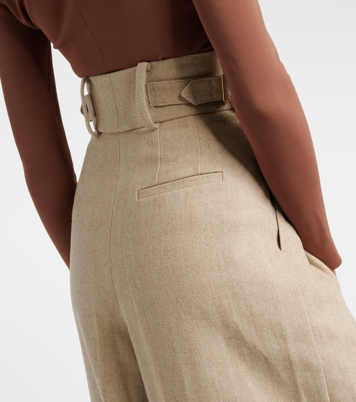 Elie Saab Linen and cotton canvas wide-leg pants