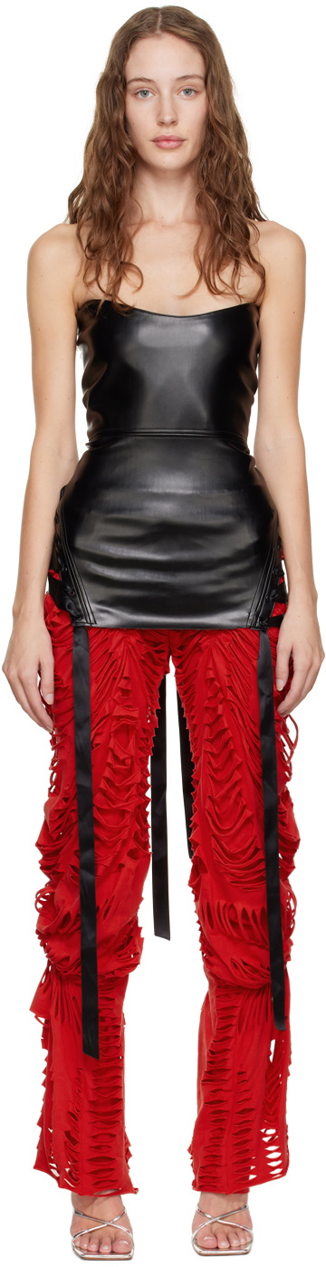 Sia Arnika Black Strapped Faux-Leather Corset