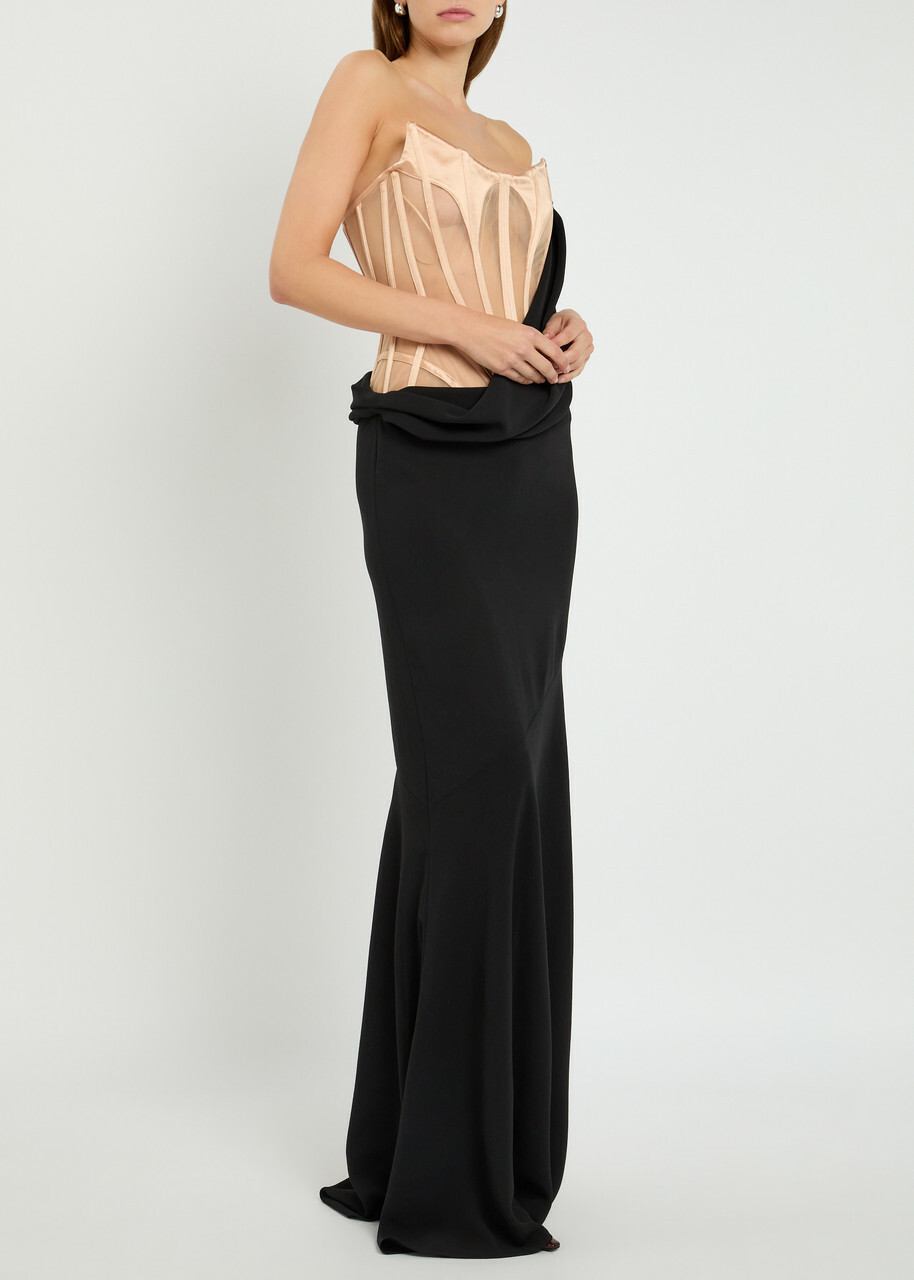 mugler draped corset dress Mugler Corset Draped Maxi Dress In Black - 39% Off