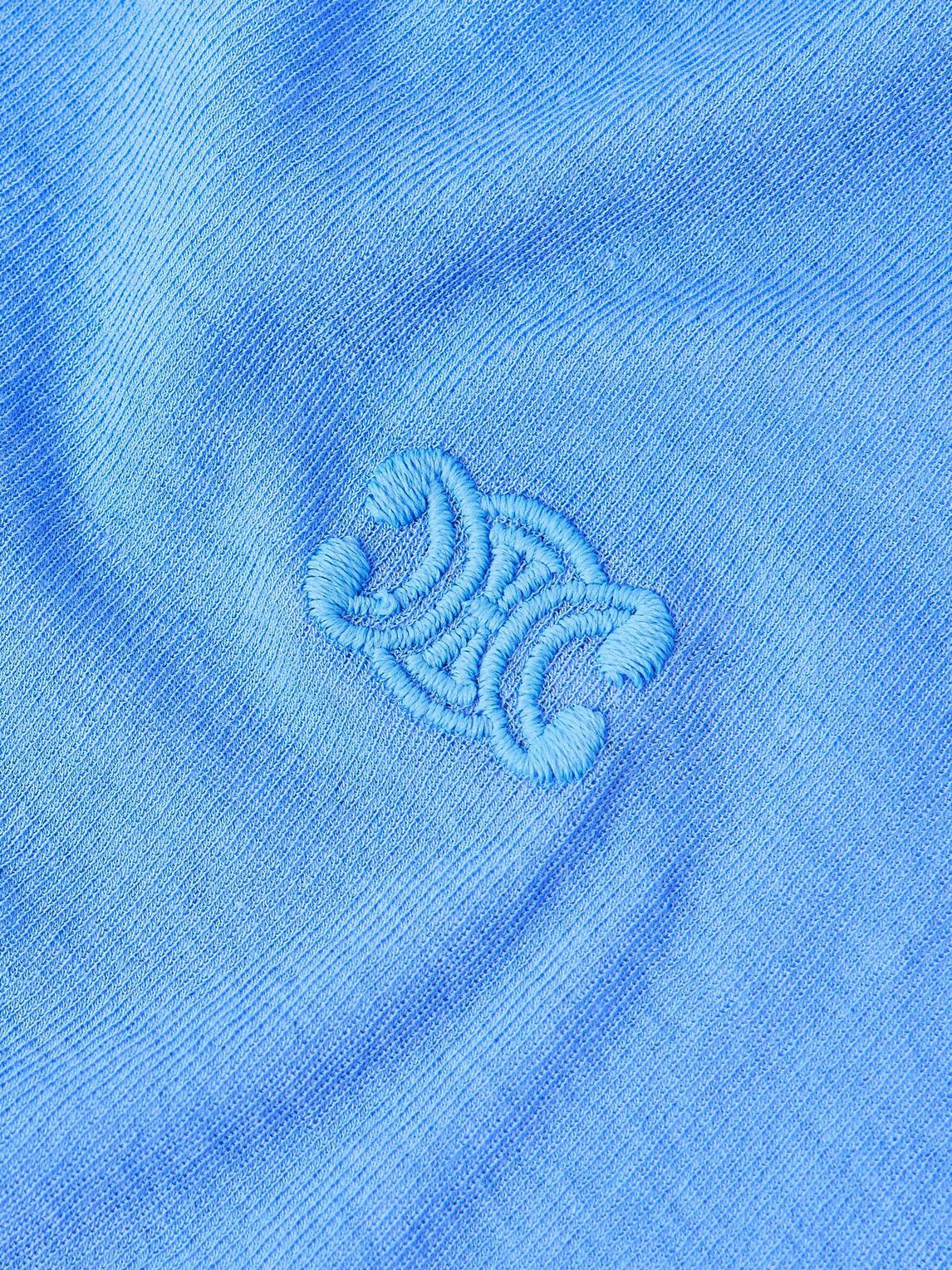 CELINE - Slim-Fit Logo-Embroidered Cotton-Jersey T-Shirt - Blue