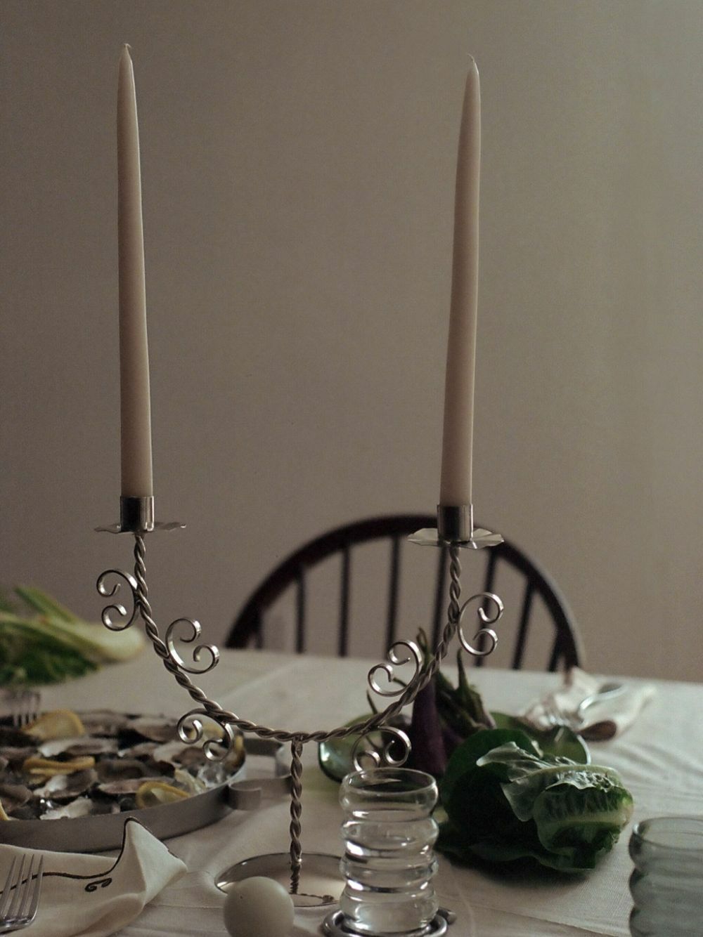 Sophie Lou Jacobsen Silver-Toned Twisted Two-Candle Candle Holder