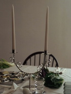 Sophie Lou Jacobsen Silver-Toned Twisted Two-Candle Candle Holder