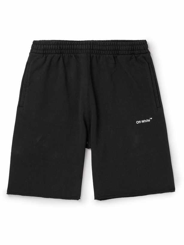 Photo: Off-White - Straight-Leg Logo-Print Cotton-Jersey Shorts - Black