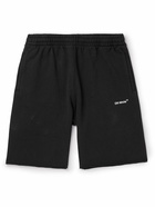 Off-White - Straight-Leg Logo-Print Cotton-Jersey Shorts - Black