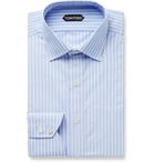 TOM FORD - Light-Blue Slim-Fit Striped Cotton-Poplin Shirt - Blue