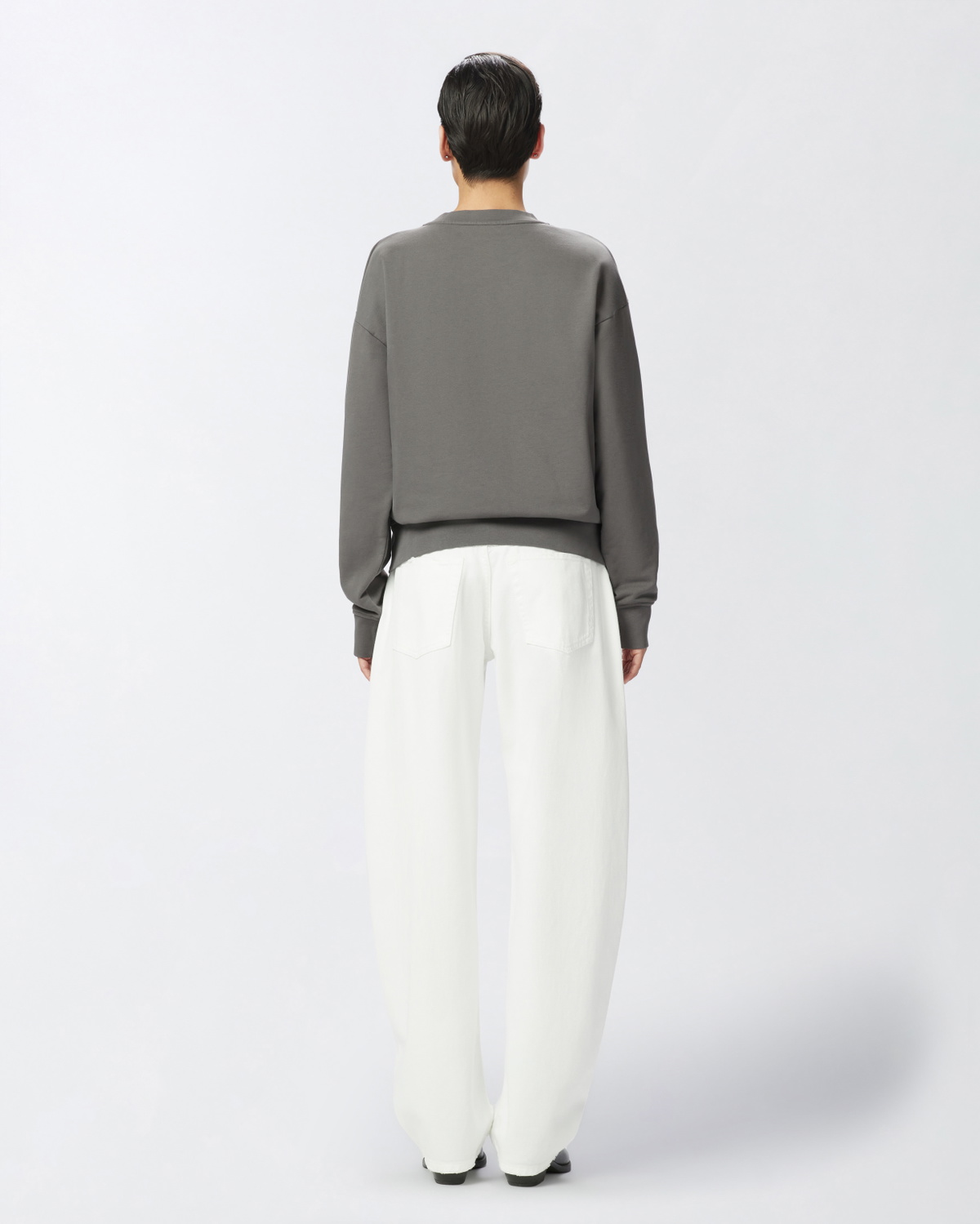 Pinko Crew Neck Sweatshirt With Lips Race Mouth Print Grey Dark Seagull
