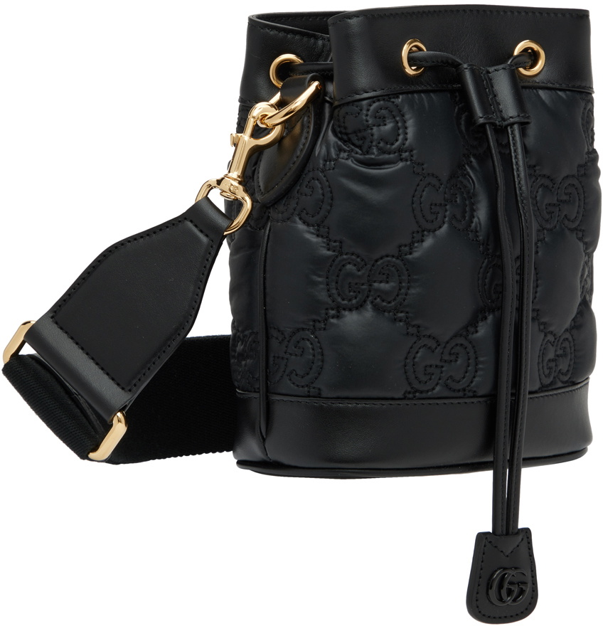 Gucci Black GG Matelassé Bucket Bag Gucci