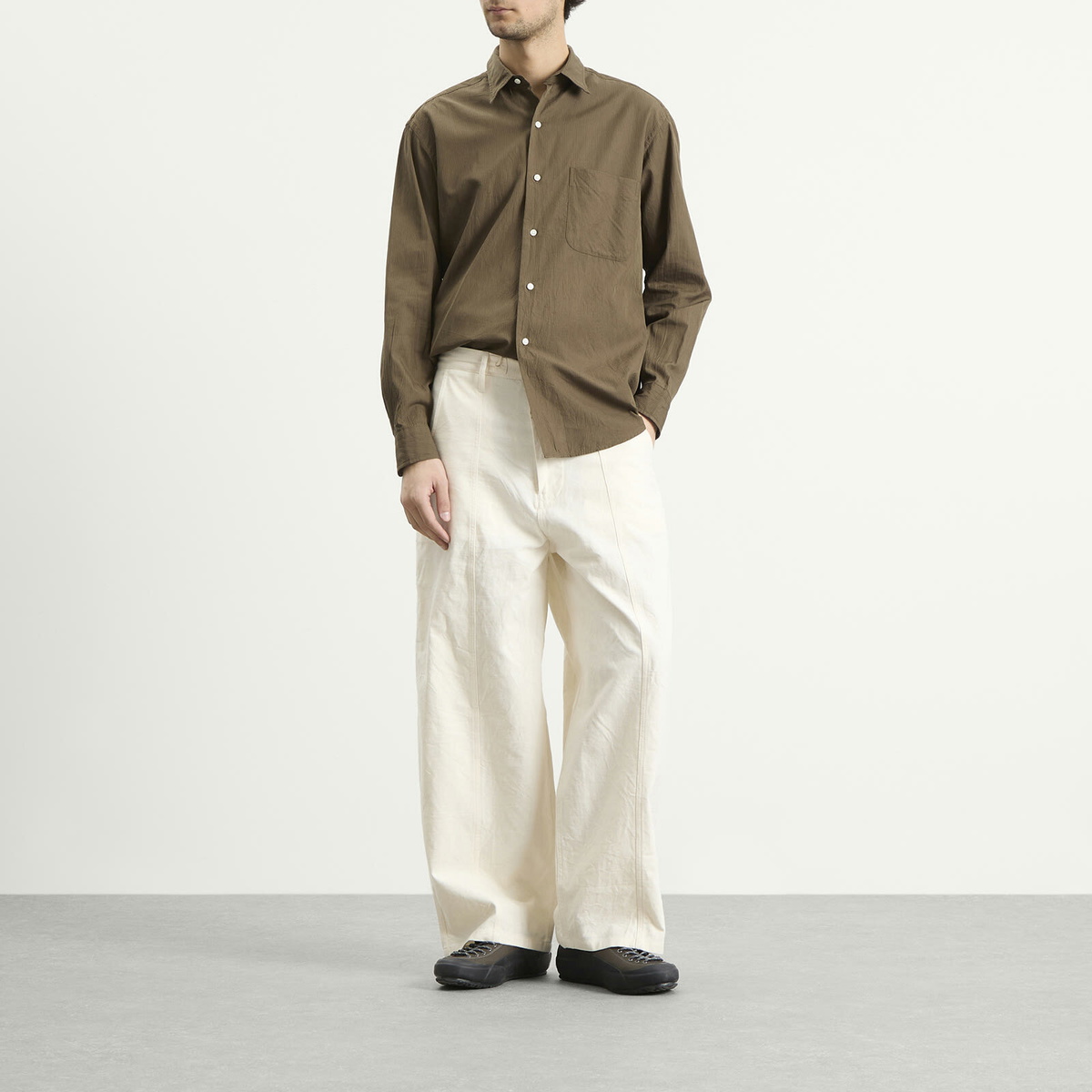 Kaptain Sunshine Men's Regular Collar Shirt Stripe in Brown